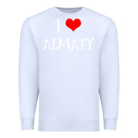 White i love almaty city Premium Sweatshirt - artisFamous