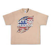 Burro Let's Go Brandon Ripped Cloth with American Flag Urban Heavy Tee - Jasminsmagicworld