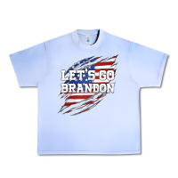 Grape Ice Let's Go Brandon Ripped Cloth with American Flag Urban Heavy Tee - Jasminsmagicworld