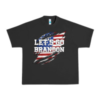 Let's Go Brandon Ripped Cloth With American Flag Urban Heavy Tee | Teevron