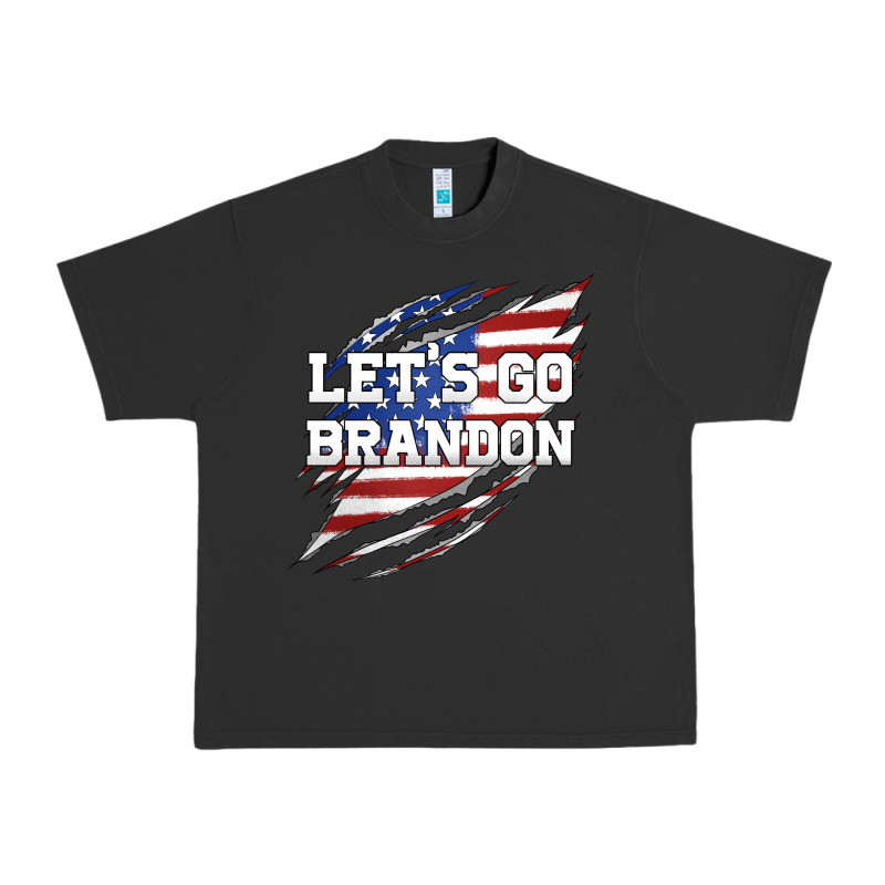 Let's Go Brandon Ripped Cloth With American Flag Urban Heavy Tee by Jasminsmagicworld | Teevron