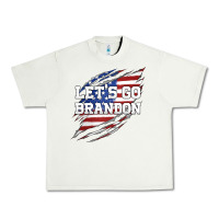 Pistachio Let's Go Brandon Ripped Cloth with American Flag Urban Heavy Tee - Jasminsmagicworld