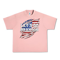Salmon Let's Go Brandon Ripped Cloth with American Flag Urban Heavy Tee - Jasminsmagicworld