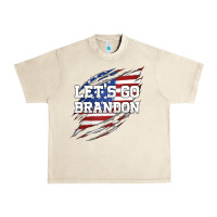 Sandshell Let's Go Brandon Ripped Cloth with American Flag Urban Heavy Tee - Jasminsmagicworld