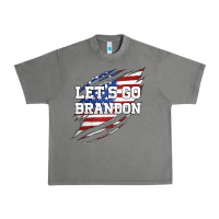 Tornado Let's Go Brandon Ripped Cloth with American Flag Urban Heavy Tee - Jasminsmagicworld