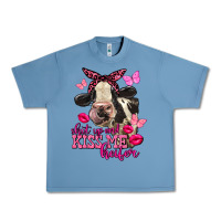 Pebble Blue Valentine's Day Shut Up And Kiss Me Heifer Holstein Cow Urban Heavy Tee - FaDigitalArtStudio