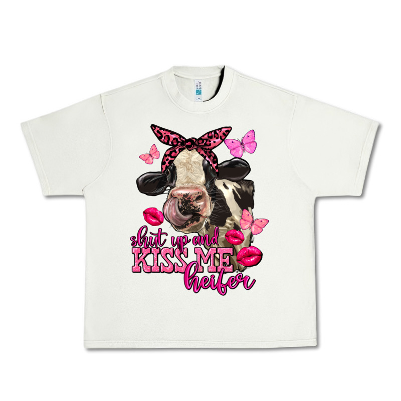 Valentine's Day Shut Up And Kiss Me Heifer Holstein Cow Urban Heavy Tee by FaDigitalArtStudio | Teevron