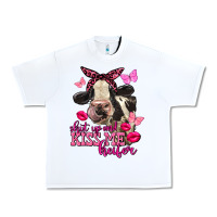 White Valentine's Day Shut Up And Kiss Me Heifer Holstein Cow Urban Heavy Tee - FaDigitalArtStudio