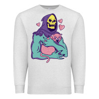 Oatmeal Heather skeletor's hug cat Premium Sweatshirt - artisFamous