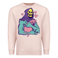 Pale Pink skeletor's hug cat Premium Sweatshirt - artisFamous