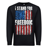 Black I STAND FOR FREEDOM WITH A DISTRESSED AMERICAN FLAG Premium Sweatshirt - artisFamous