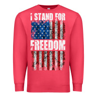 Cardinal I STAND FOR FREEDOM WITH A DISTRESSED AMERICAN FLAG Premium Sweatshirt - artisFamous