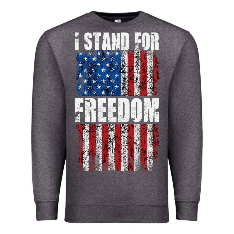 I Stand For Freedom With A Distressed American Flag Premium Sweatshirt by artisFamous | Teevron