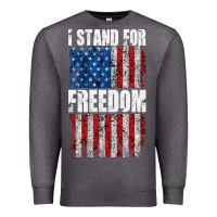 Charcoal Heather I STAND FOR FREEDOM WITH A DISTRESSED AMERICAN FLAG Premium Sweatshirt - artisFamous