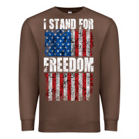 Chestnut I STAND FOR FREEDOM WITH A DISTRESSED AMERICAN FLAG Premium Sweatshirt - artisFamous