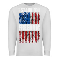 Dove Grey I STAND FOR FREEDOM WITH A DISTRESSED AMERICAN FLAG Premium Sweatshirt - artisFamous