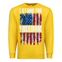 Lemon I STAND FOR FREEDOM WITH A DISTRESSED AMERICAN FLAG Premium Sweatshirt - artisFamous