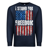 Navy I STAND FOR FREEDOM WITH A DISTRESSED AMERICAN FLAG Premium Sweatshirt - artisFamous