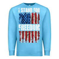 Ocean Blue I STAND FOR FREEDOM WITH A DISTRESSED AMERICAN FLAG Premium Sweatshirt - artisFamous