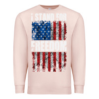 Pale Pink I STAND FOR FREEDOM WITH A DISTRESSED AMERICAN FLAG Premium Sweatshirt - artisFamous