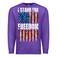 Purple I STAND FOR FREEDOM WITH A DISTRESSED AMERICAN FLAG Premium Sweatshirt - artisFamous
