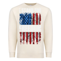 Sandshell I STAND FOR FREEDOM WITH A DISTRESSED AMERICAN FLAG Premium Sweatshirt - artisFamous