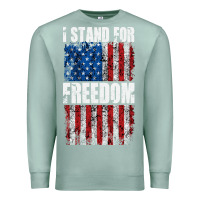 Seafoam I STAND FOR FREEDOM WITH A DISTRESSED AMERICAN FLAG Premium Sweatshirt - artisFamous