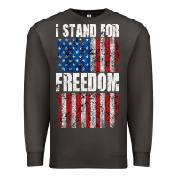 Smoke I STAND FOR FREEDOM WITH A DISTRESSED AMERICAN FLAG Premium Sweatshirt - artisFamous
