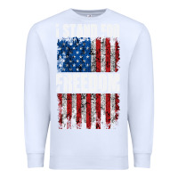 White I STAND FOR FREEDOM WITH A DISTRESSED AMERICAN FLAG Premium Sweatshirt - artisFamous