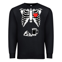 Black dad skeleton halloween beer pizza Premium Sweatshirt - artisFamous