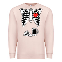 Pale Pink dad skeleton halloween beer pizza Premium Sweatshirt - artisFamous