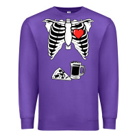 Purple dad skeleton halloween beer pizza Premium Sweatshirt - artisFamous