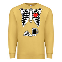 Antique Gold dad skeleton halloween beer pizza Premium Sweatshirt - artisFamous