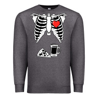 Charcoal Heather dad skeleton halloween beer pizza Premium Sweatshirt - artisFamous