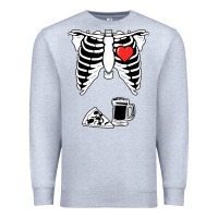 Heather Grey dad skeleton halloween beer pizza Premium Sweatshirt - artisFamous