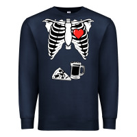 Navy dad skeleton halloween beer pizza Premium Sweatshirt - artisFamous