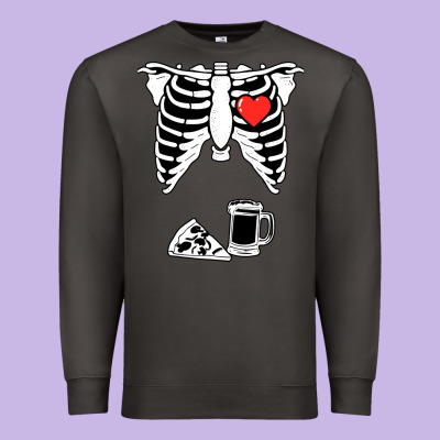 Dad Skeleton Halloween Beer Pizza Premium Sweatshirt Designed By Artisfamous