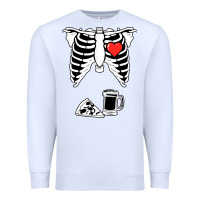 White dad skeleton halloween beer pizza Premium Sweatshirt - artisFamous