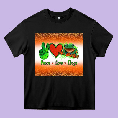 Peace Love Frogs Heavy Core Tee Designed By Jasminsmagicworld