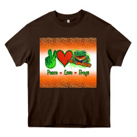 Chocolate Brown peace love frogs Heavy Core Tee - Jasminsmagicworld