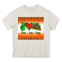 Cream peace love frogs Heavy Core Tee - Jasminsmagicworld