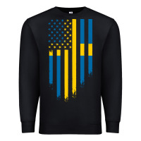 Black Sweden Swedish Roots American Flag | Canadian Roots Premium Sweatshirt - artisFamous