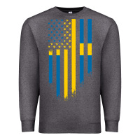 Charcoal Heather Sweden Swedish Roots American Flag | Canadian Roots Premium Sweatshirt - artisFamous