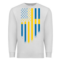 Dove Grey Sweden Swedish Roots American Flag | Canadian Roots Premium Sweatshirt - artisFamous