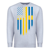 Heather Grey Sweden Swedish Roots American Flag | Canadian Roots Premium Sweatshirt - artisFamous