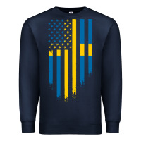 Navy Sweden Swedish Roots American Flag | Canadian Roots Premium Sweatshirt - artisFamous