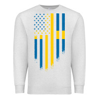 Oatmeal Heather Sweden Swedish Roots American Flag | Canadian Roots Premium Sweatshirt - artisFamous