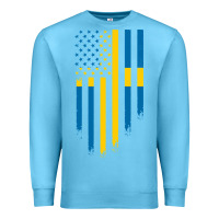 Ocean Blue Sweden Swedish Roots American Flag | Canadian Roots Premium Sweatshirt - artisFamous