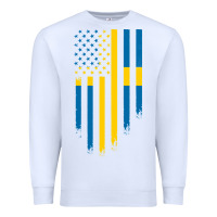 White Sweden Swedish Roots American Flag | Canadian Roots Premium Sweatshirt - artisFamous