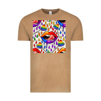 Vintage Camel Pride lgbtq lips and heart lollipop seamless patte Vintage Tee - BundleAndBundleShop